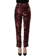 BENCIVENGA Burgundy High Waist Patterned Straight Trouser Pants