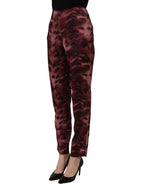 BENCIVENGA Burgundy High Waist Patterned Straight Trouser Pants