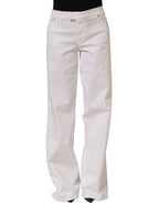 Just Cavalli White High Waist Wide Leg Denim Trouser Jeans