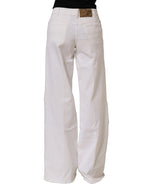 Just Cavalli White High Waist Wide Leg Denim Trouser Jeans
