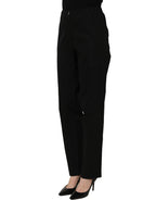 QL2 Black High-Waisted Straight Chino Women Trouser Pants