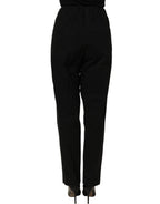 QL2 Black High-Waisted Straight Chino Women Trouser Pants
