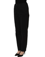 QL2 Black High-Waisted Straight Chino Women Trouser Pants