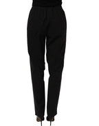 QL2 Black High-Waisted Straight Chino Women Trouser Pants