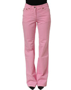 GF Ferre Pink Mid-Waisted Flared Denim Casual Jeans