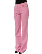 GF Ferre Pink Mid-Waisted Flared Denim Casual Jeans