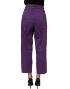BENCIVENGA Violet Cotton Stretch High Waist Cropped Trouser Pants