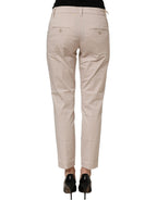 Dondup Beige Low Waist Tapered Women Cropped Trousers Pants