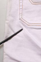 Jeckerson Light Pink Cotton Mid Waist Denim Trouser Jeans
