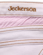 Jeckerson Light Pink Cotton Mid Waist Denim Trouser Jeans