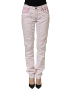 Jeckerson Light Pink Cotton Mid Waist Denim Trouser Jeans