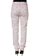 Jeckerson Light Pink Cotton Mid Waist Denim Trouser Jeans