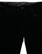 Ermanno Scervino Black Viscose Blend Velvet Slim Fit Pants