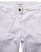 Gaudi White Mid Waist Straight Cropped Cotton Trouser Pants