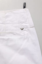 Armani Jeans White Mid Waist Cotton Stretch Trouser Pants