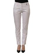 Armani Jeans White Mid Waist Cotton Stretch Trouser Pants