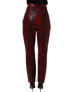 Dolce & Gabbana Red Leopard Cotton 5 Pockets Trouser Jeans