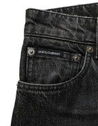 Dolce & Gabbana Black Cotton Stretch Straight Denim Jeans
