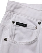 Dolce & Gabbana White Cotton Stretch Wide Leg Denim Jeans