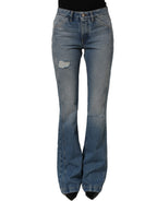 Dolce & Gabbana Blue Cotton Boot Cut Denim Trouser Jeans