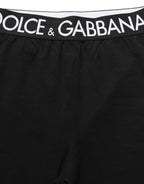 Dolce & Gabbana Black Cotton HighWaist Cropped Leggings Pants