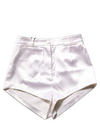 Dolce & Gabbana White Satin High Rise Women Hot Pants Shorts