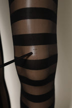 Dolce & Gabbana Black Stripes Tights Stockings Pantyhose Socks