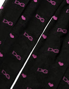 Dolce & Gabbana Black Nylon Hearts Tights Stocking Pantyhose Socks