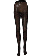 Dolce & Gabbana Black Nylon Hearts Tights Stocking Pantyhose Socks