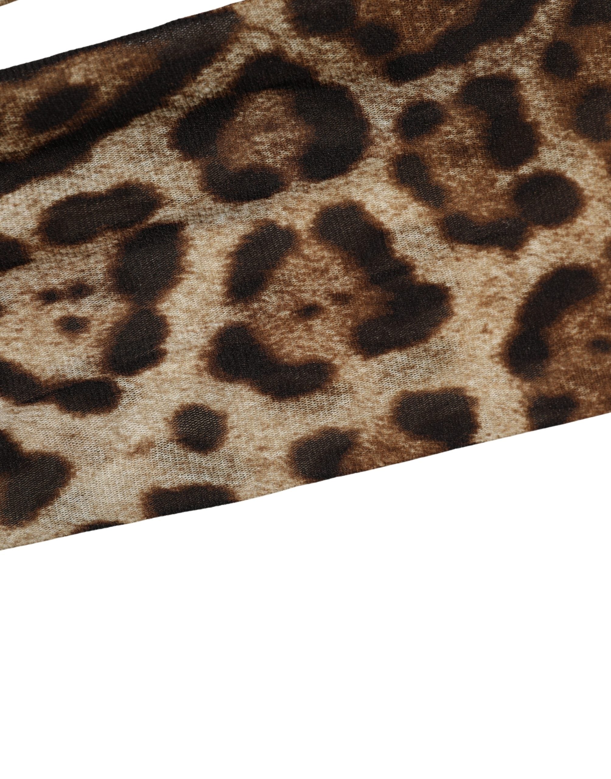 Dolce & Gabbana Brown Leopard Nylon Tights Stocking Pantyhose Socks