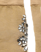 Dolce & Gabbana Brown Stretch Floral Clear Crystal Stockings Socks