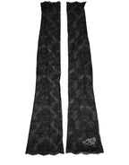 Dolce & Gabbana Black Floral Lace Nylon Stretch Knee High Socks