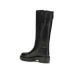 Miu Miu Black Calf Leather Bos Taurus Flat Boots