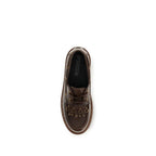PINKO Brown Calf Leather Bos Taurus Platform Loafers
