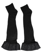 Dolce & Gabbana Black Nylon Logo Calf Long Women Accessory Socks