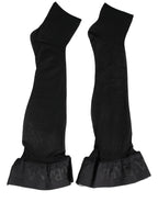 Dolce & Gabbana Black Nylon Logo Calf Long Women Accessory Socks