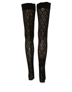 Dolce & Gabbana Black DG Logo Sheer Nylon Thigh High Socks