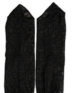 Dolce & Gabbana Black DG Logo Sheer Nylon Thigh High Socks