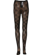 Dolce & Gabbana Black All Over Print Sheer Stretch Tights Socks