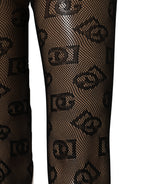 Dolce & Gabbana Black All Over Print Sheer Stretch Tights Socks