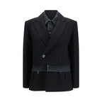 Sacai Black Wool Oves Aries Denim Jacket