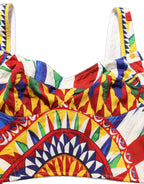 Dolce & Gabbana Multicolor Silk Carretto Print Cropped Tank Top