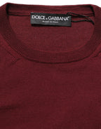 Dolce & Gabbana Maroon Wool Knitted CrewNeck Pullover Sweater