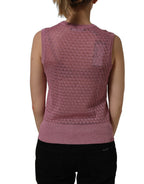Dolce & Gabbana Pink Sheer Mesh Crew Neck Sleeveless Tank Top