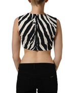 Dolce & Gabbana Black White Zebra Sleeveless Cropped Tank Top