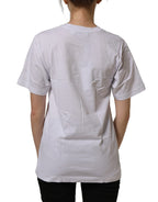 Dolce & Gabbana White Cotton Gold DG Logo Crew Neck T-shirt