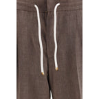 Brunello Cucinelli Brown Linen Casual Pants