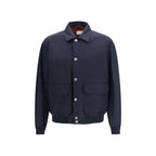 Brunello Cucinelli Blue Silk Biker Jacket