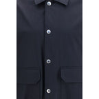 Brunello Cucinelli Blue Silk Biker Jacket