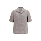 Brunello Cucinelli Gray Linen Shortsleeve Shirt